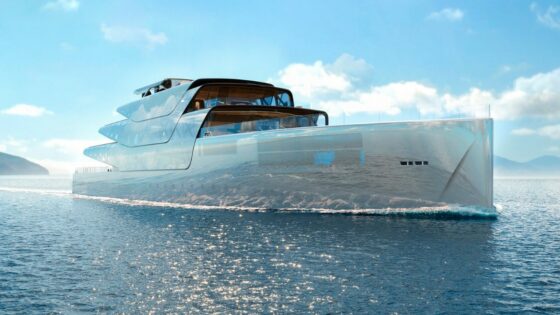 The Pegasus Superyacht featuring mirrored glass “wings”
