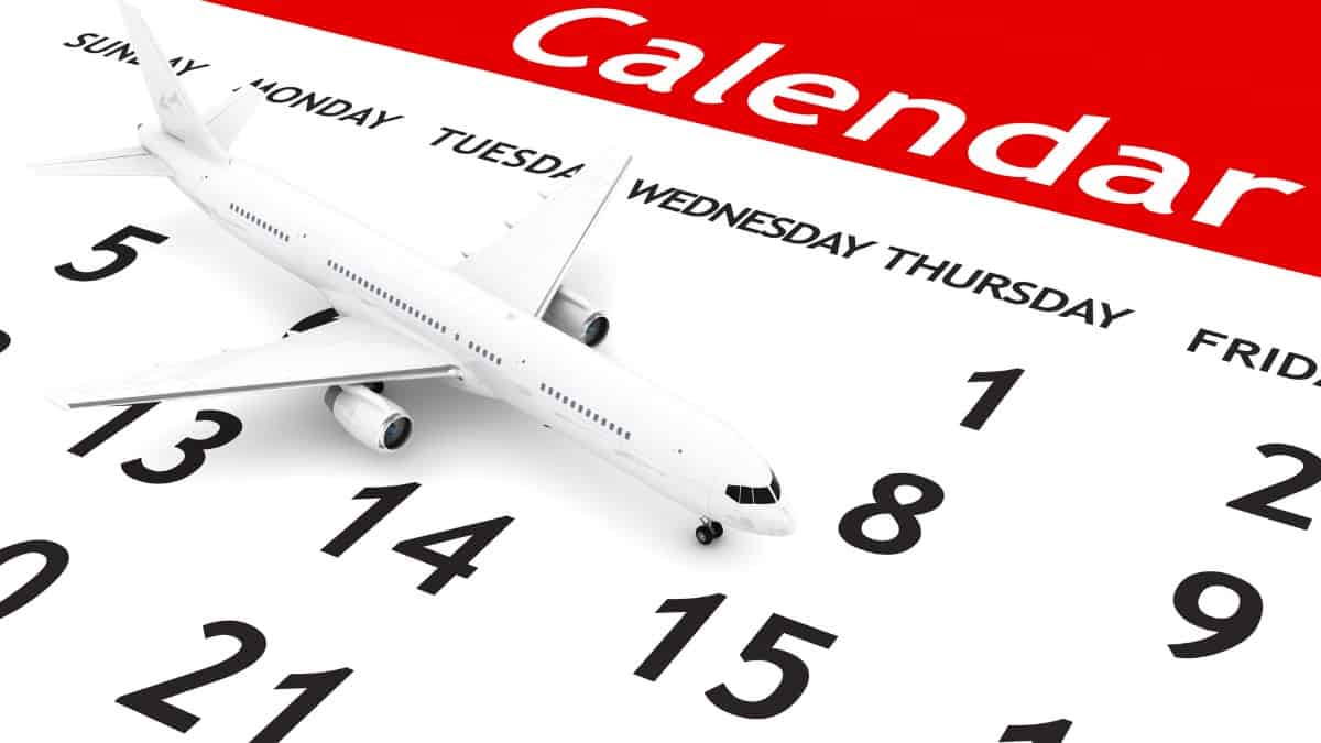 Image of a white jet airplane on a calendar