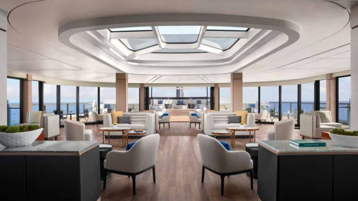 360-degree views from an open-air lounge on the top deck of the Ritz-Carlton superyacht.