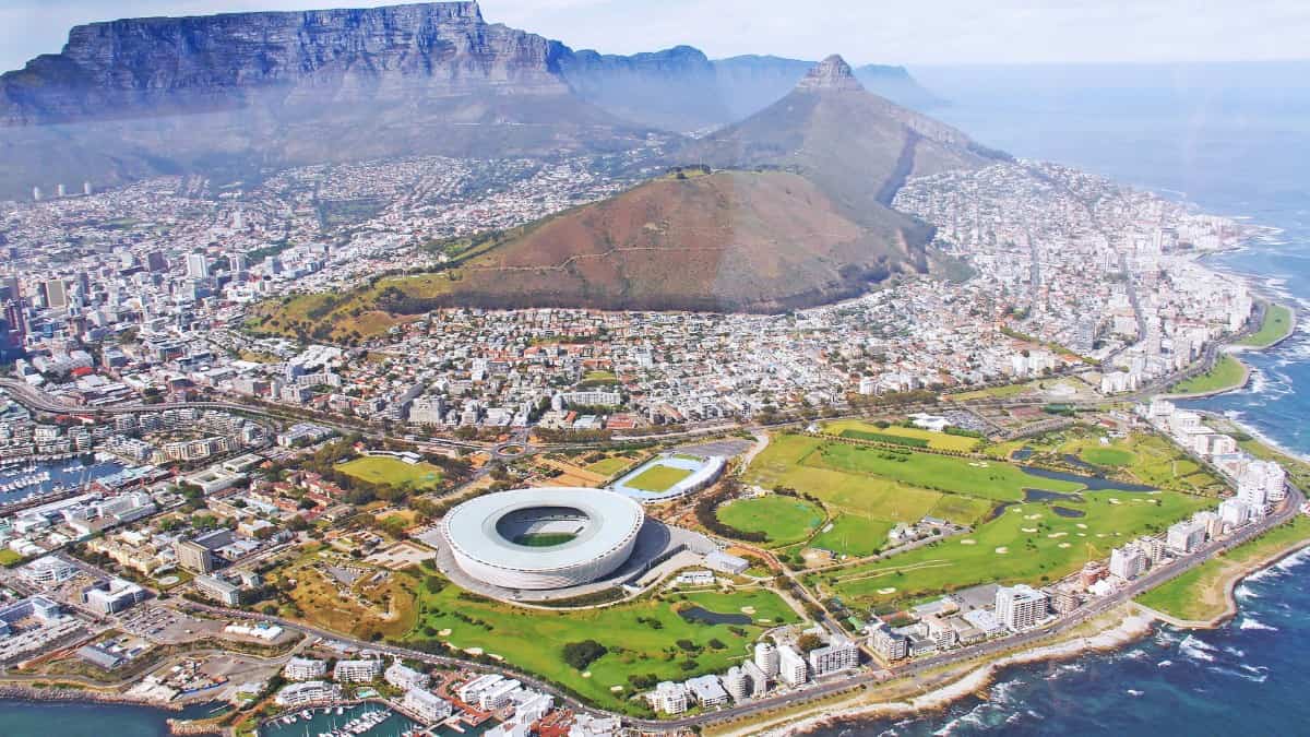 and overhead view of the Cape Town penisula