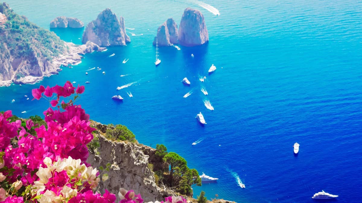 View of the stunning coastline of Capri, Italy