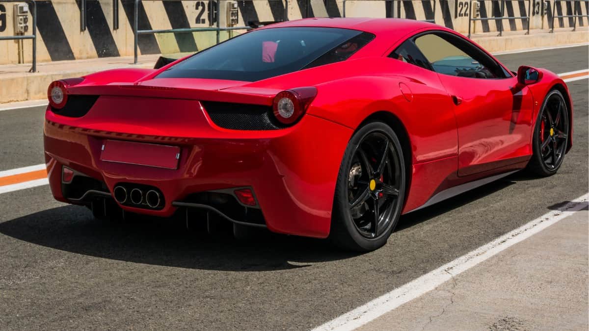 Luxury Ferrari on a test drive track